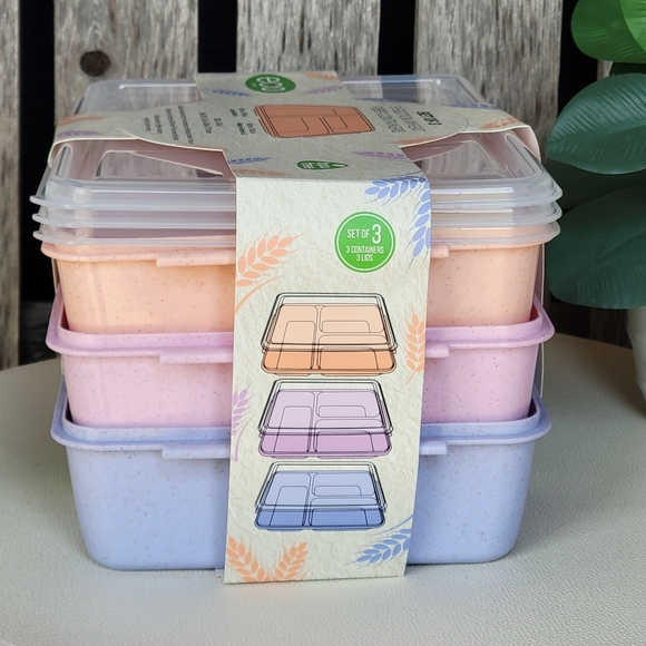 Eco-Friendly Plant Fiber Food Storage Containers - Pink Orange Purple - Picture 7 of 13